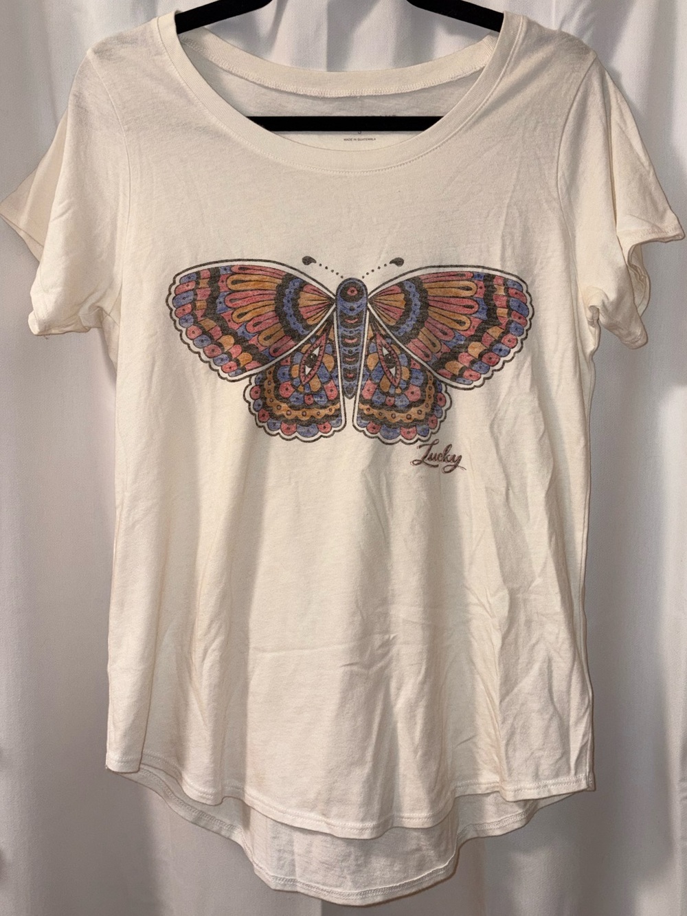 Lucky Brand Ivory Tee with Butterfly Women’s (NWOT)